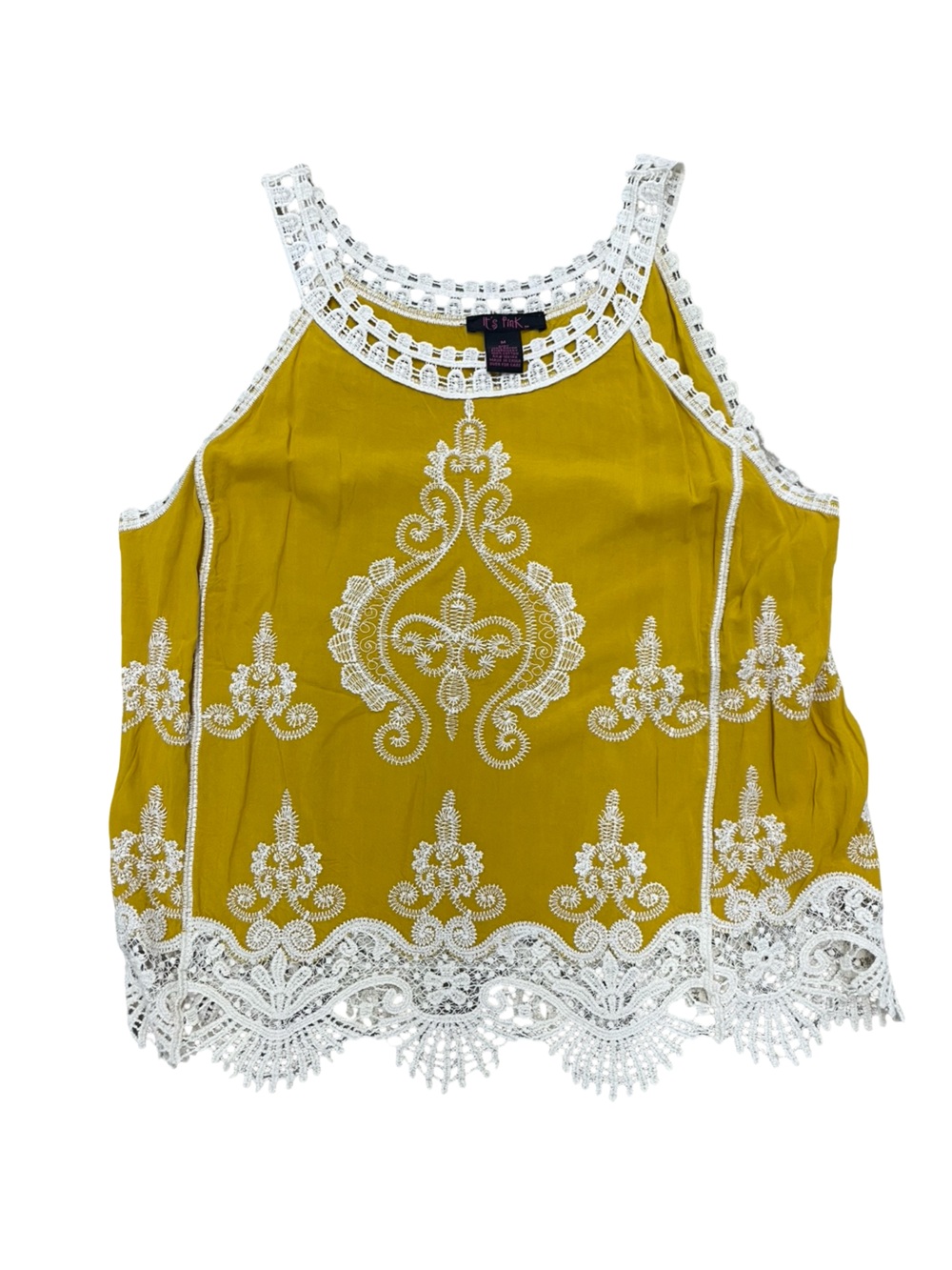 Crochet-Trim Embroidered Tank